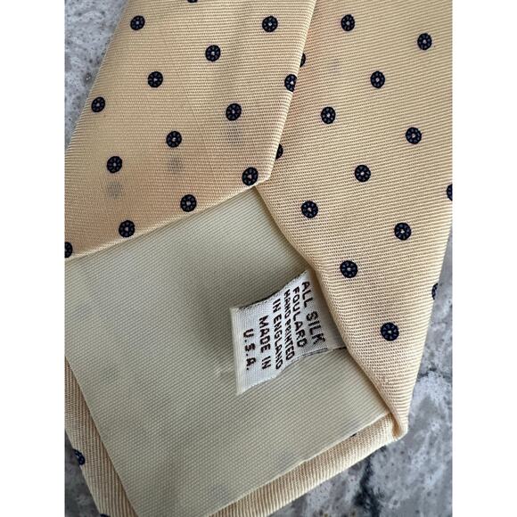 Vintage Bert Pulitzer Men's Silk Neck Tie Yellow Blue Dots Made in USA JL - Picture 6 of 8